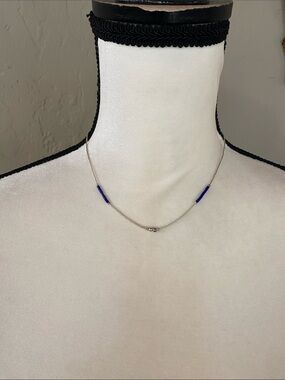 Everyday Silver Chain Necklace with Lapis Accent Beads